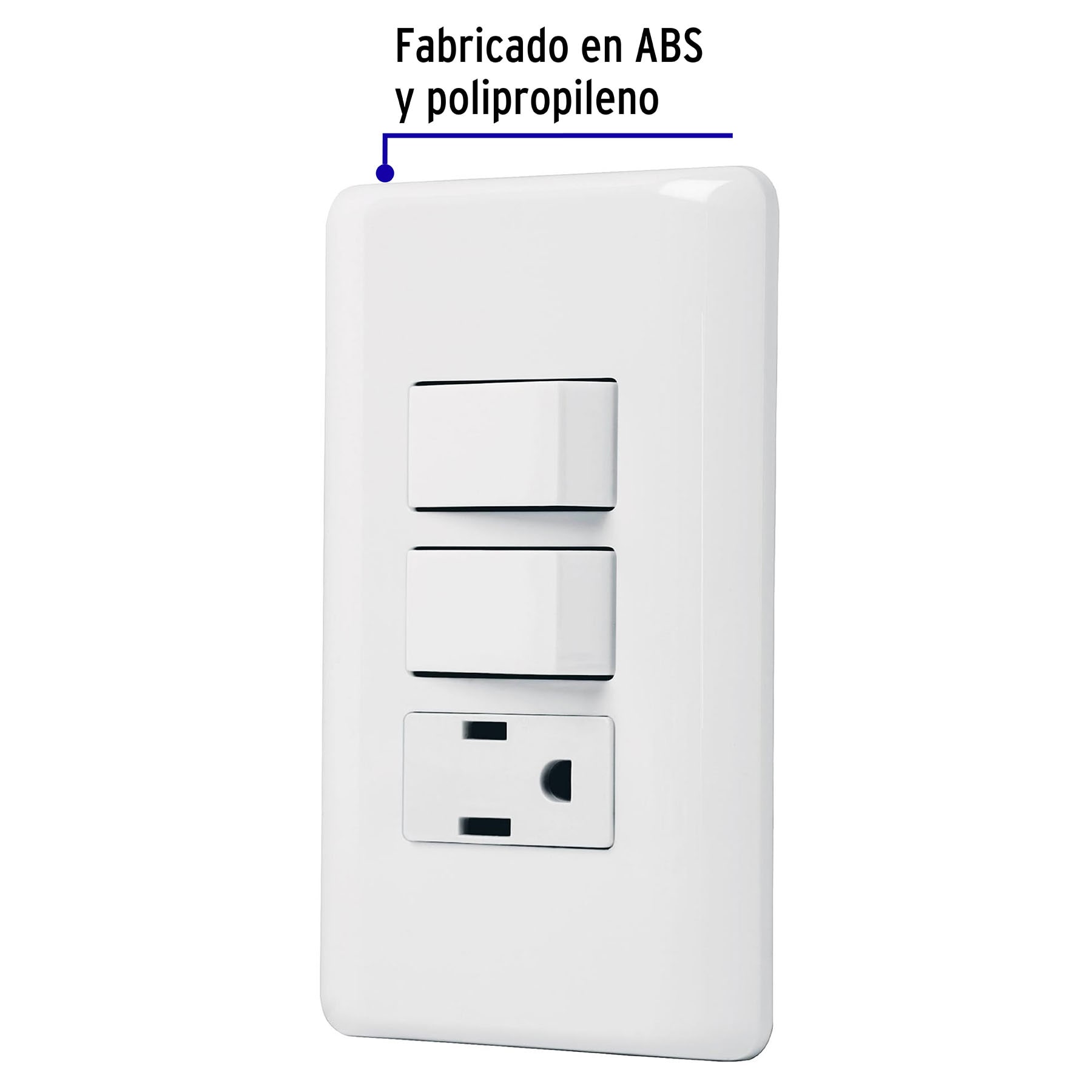 Placa armada con contacto y 2 interruptores sencillos, Basic - PA-APCO-B2 / 25081