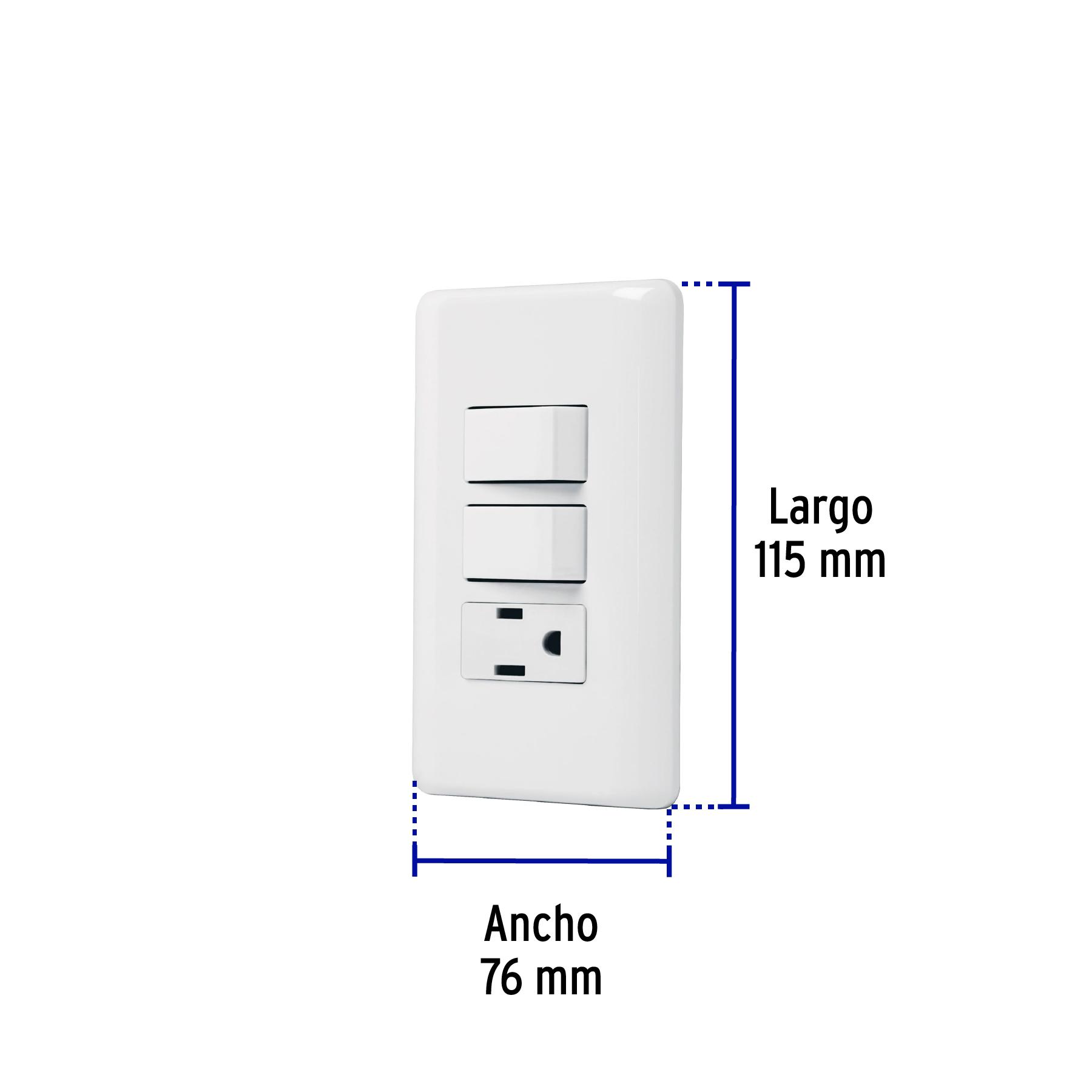 Placa armada con contacto y 2 interruptores sencillos, Basic - PA-APCO-B2 / 25081