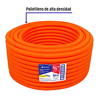 Metro de poliducto 3/4' corrugado flex. c/guía, rollo 50 m - PF-3/4G / 45017