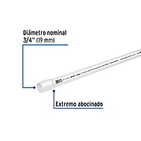 Tubo de 3 m de PVC de 3/4' hidráulico cédula 40, Saniflow - PVC-002 / 43039