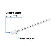 Tubo de 3 m de PVC de 1/2' hidráulico RD 21, Saniflow - PVC-101 / 40081