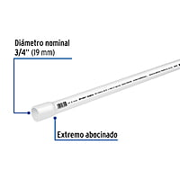 Tubo de 3 m de PVC de 3/4' hidráulico RD 26, Saniflow - PVC-102 / 40082