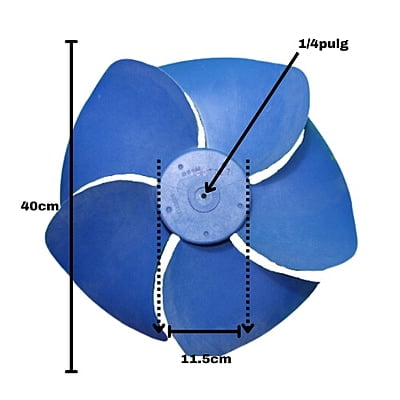 Aspa para Minisplit Condensador 1 Ton Largo 40cm Ancho Aro 11.5cm Flecha 1/4 CCW izquierda 5 Hojas - 209990000105