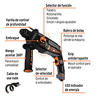 Rotomartillo SDS Plus 2 Joules 650 W, industrial, Truper - ROEL-20N / 16762