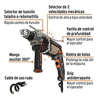 Rotomartillo 1/2' 900 W, industrial, Truper - ROTO-1/2N7 / 19324