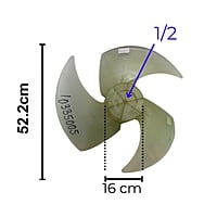 Aspa Para Minisplit Condensador 2Ton, Diametro Externo 55.2Cm, Centro 16Cm, Flecha 1/2, 3 Hojas -numero de parte  10335005