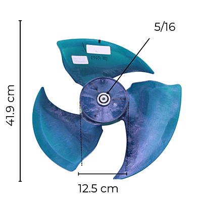 Aspa Para Condensadora Inverter 1.5 Ton Comfort Star Mod Chi18Cd, 3 Hojas, Diametro: 41.9 Cm, Centro: 12.5 Cm, Flecha: 5/16, Azul - 11320009000050.9