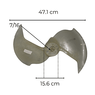 Aspa Para Minisplit, Condensador 1.5 Toneladas, Diámetro Exterior 47.1 Cm, Altura 15.6 Cm, Flecha 7/16 , Derecha, 2 Hojas -10333426 -3145