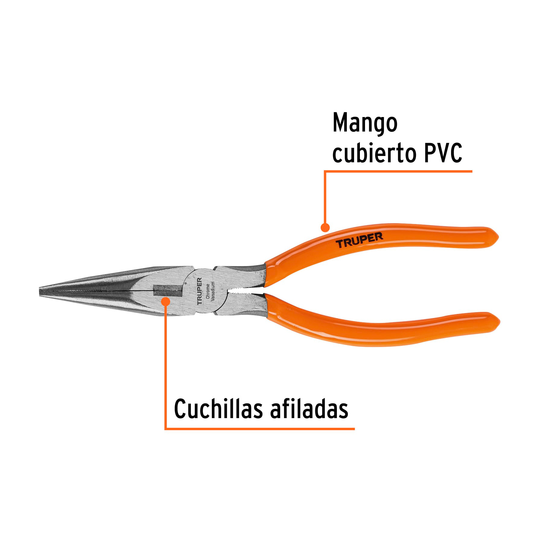 Pinza punta y corte 7', mango de PVC - T203-7 / 17315