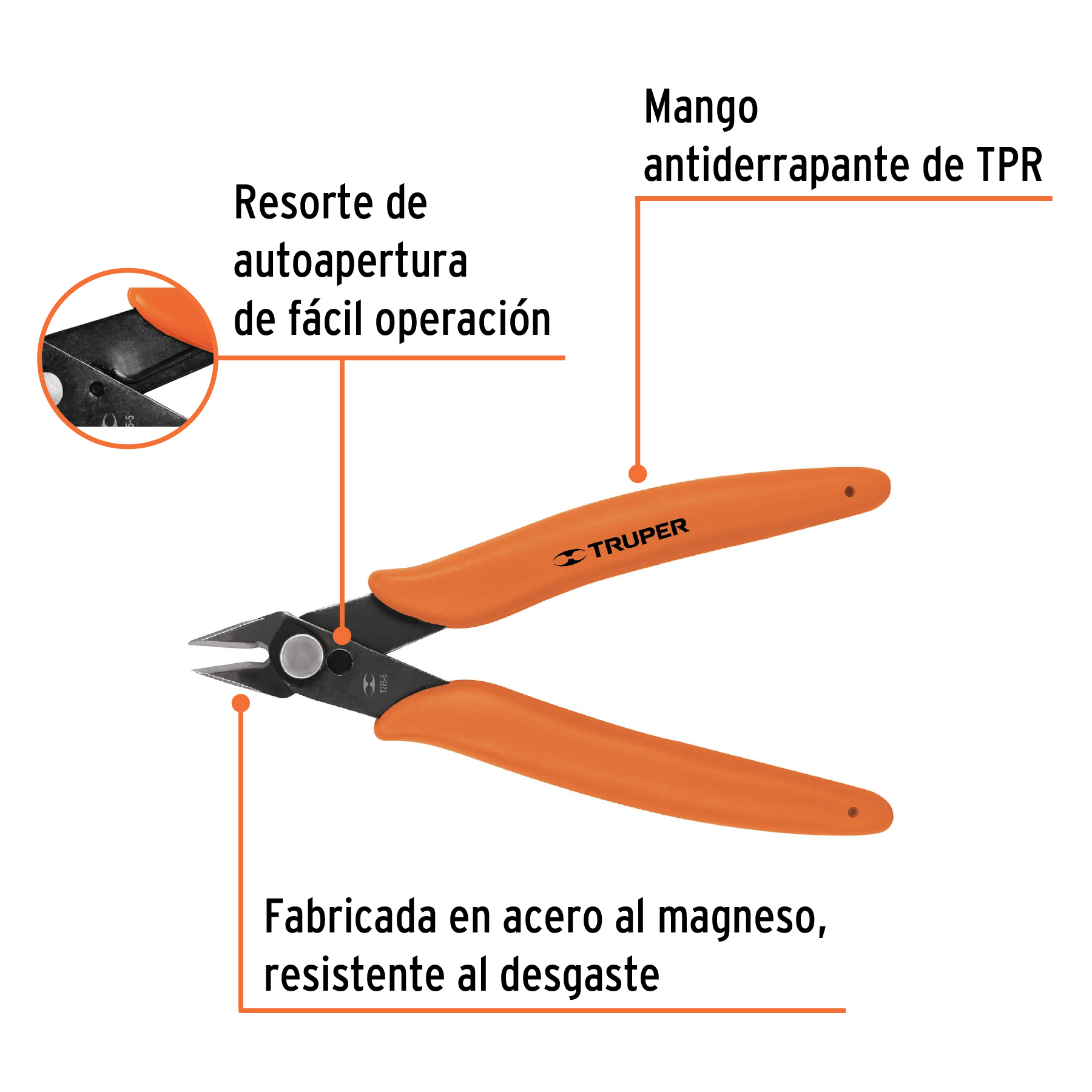 Pinza para electrónica, 5', de corte - T275-5 / 17314