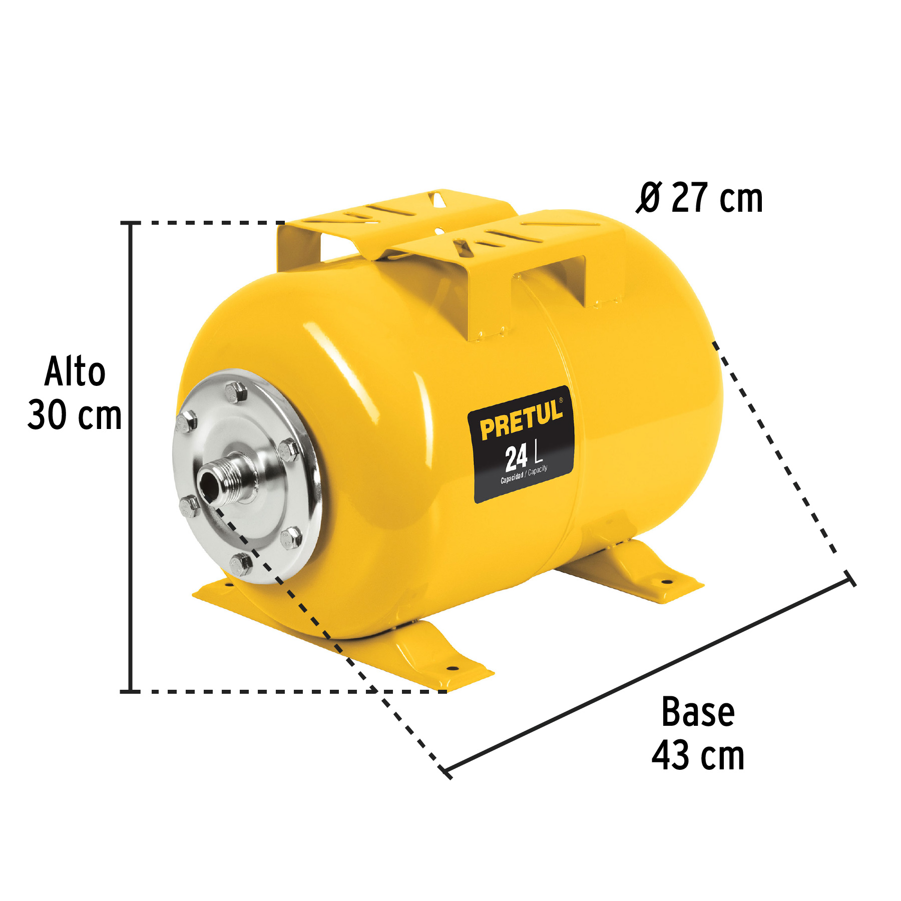 Tanque para bombas hidroneumáticas HIDR-1/2X24P, Pretul - TAN-HIDR-1/2X24P / 27039