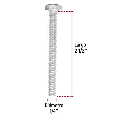 Bolsa con 50 tornillos 1/4' x 2-1/2' tipo máquina - TORM-1/4X2-1/2 / 44562