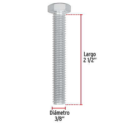 Bolsa con 50 tornillos 3/8' x 2-1/2' tipo máquina - TORM-3/8X2-1/2 / 44579