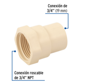 Adaptador Hembra de CPVC 3/4' - CPVC-602 / 45105