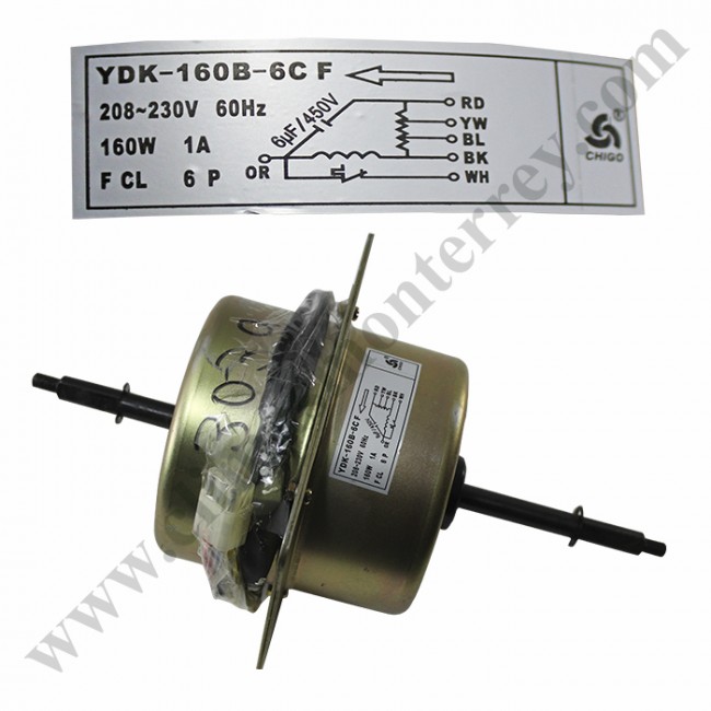 Motor De Clima Ventana 2 Ton, Ydk-160B-6C F Mirage, 208-230V,60Hz,160W,1,6 Polos - 320253039