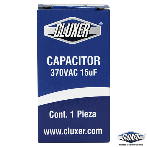 Capacitor de Trabajo, 15Mf, 370VAC +-5%, 50/60Hz, Cluxer 10832 - CXC37015