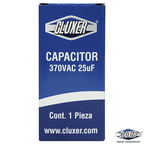 Capacitor de Trabajo, 25Mf, 370VAC +-5%, 50/60Hz, Cluxer CXC37025