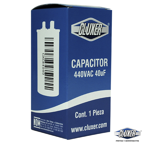 Capacitor De Trabajo, 40Mf, 440Vac +-5%, 50/60Hz / Cluxer - CXC44040