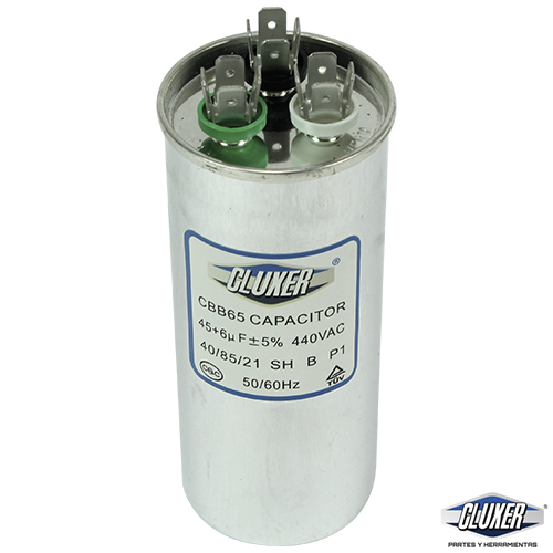 Capacitor De Trabajo, 45/6Mf, 440Vac  -5%, 50/60Hz / Cluxer - CXC440456