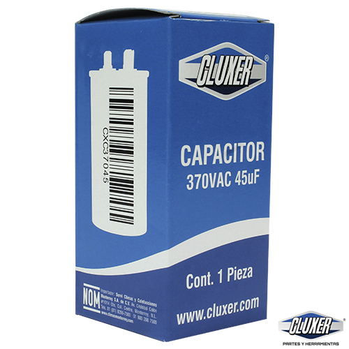 Capacitor de Trabajo, 45Mf, 370VAC +-5%, 50/60Hz, Cluxer CXC37045