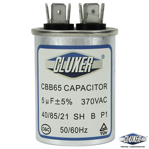 Capacitor de Trabajo, 5Mf, 370VAC +-5%, 50/60Hz, Cluxer CXC3705