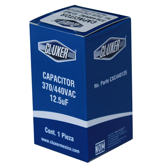 Capacitor Trabajo 12.5Mf 370Vac +-5%, 50/60Hz / Cluxer - CXC440125