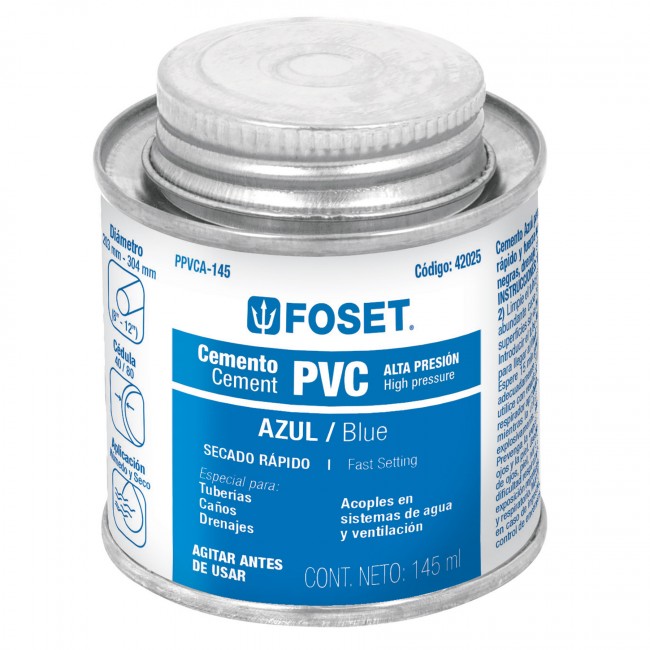 Cemento azul para PVC, hasta 12', bote 145 ml - PPVCA-145 / 42025