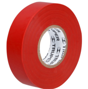 Cinta de aislar de 18 m x 19 mm, roja, Truper - M-33R / 12504