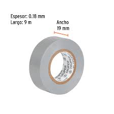 Cinta de aislar de 9 m x 19 mm, gris, Truper - M-22G / 13516