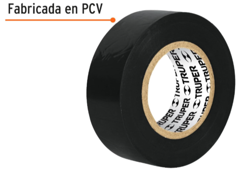 Cinta de aislar de 9 m x 19 mm, negra, Truper - M-22 / 12501