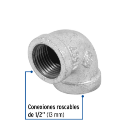 Codo 90°, acero galvanizado, 1/2' - CG-501 / 47557