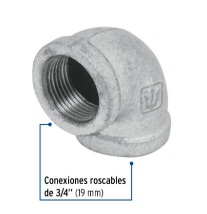 Codo 90°, acero galvanizado, 3/4' - CG-502 / 47558