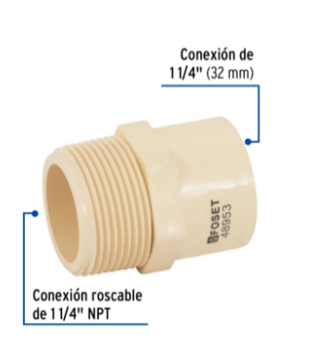 Conector macho CPVC 1-1/4' - CPVC-614 / 48953