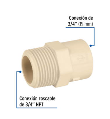 Conector macho de CPVC 3/4' - CPVC-612 / 45099