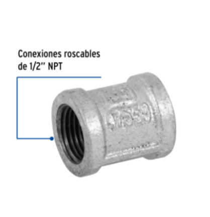 Cople reforzado, acero galvanizado, 1/2' - CG-201 / 47550