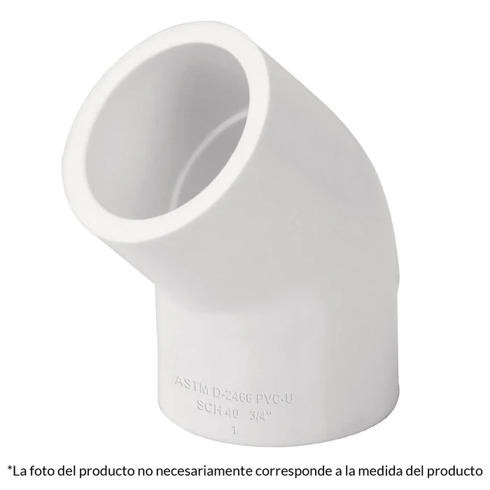 Codo de PVC, 1/2 Pulgada, 45° Grados - CODPVC1/2-45