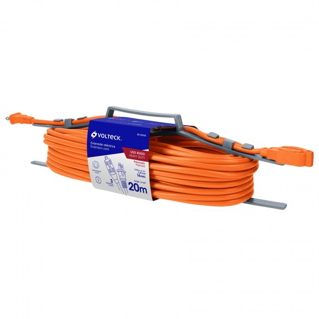 Extensión eléctrica uso rudo, 20 m, calibre 16, Volteck - ER-20X16 / 48049