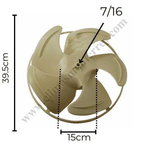 Aspa Condensador Para Ventana Mirage Largo 39.5Cm Ancho Aro 15cm Flecha 7/16 Rotacion CW - 10208495