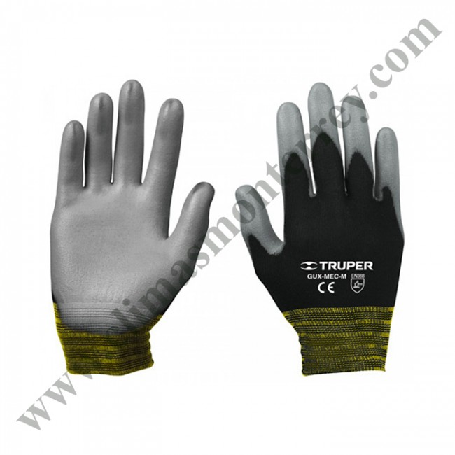 Guantes de nylon recubiertos con poliuretano, medianos - GUX-MEC-M / 13291