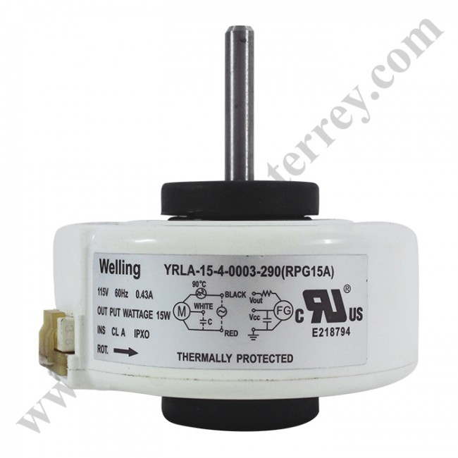 Motor Minisplit, Evaporador Mirage 1 Tonelada, 110 60Hz 15W 0.43A Capacitor 1.2 Mf 500V,Rotacion Derecha Ykfg-15-4-28-1