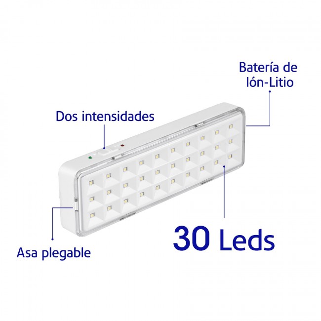 Lámpara de emergencia recargable 220 lm, 30 LED - LAE-30 / 43007