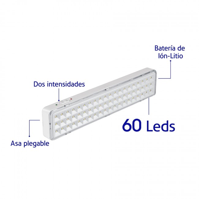 Lámpara de emergencia recargable 300 lm, 60 LED - LAE-60 / 43008