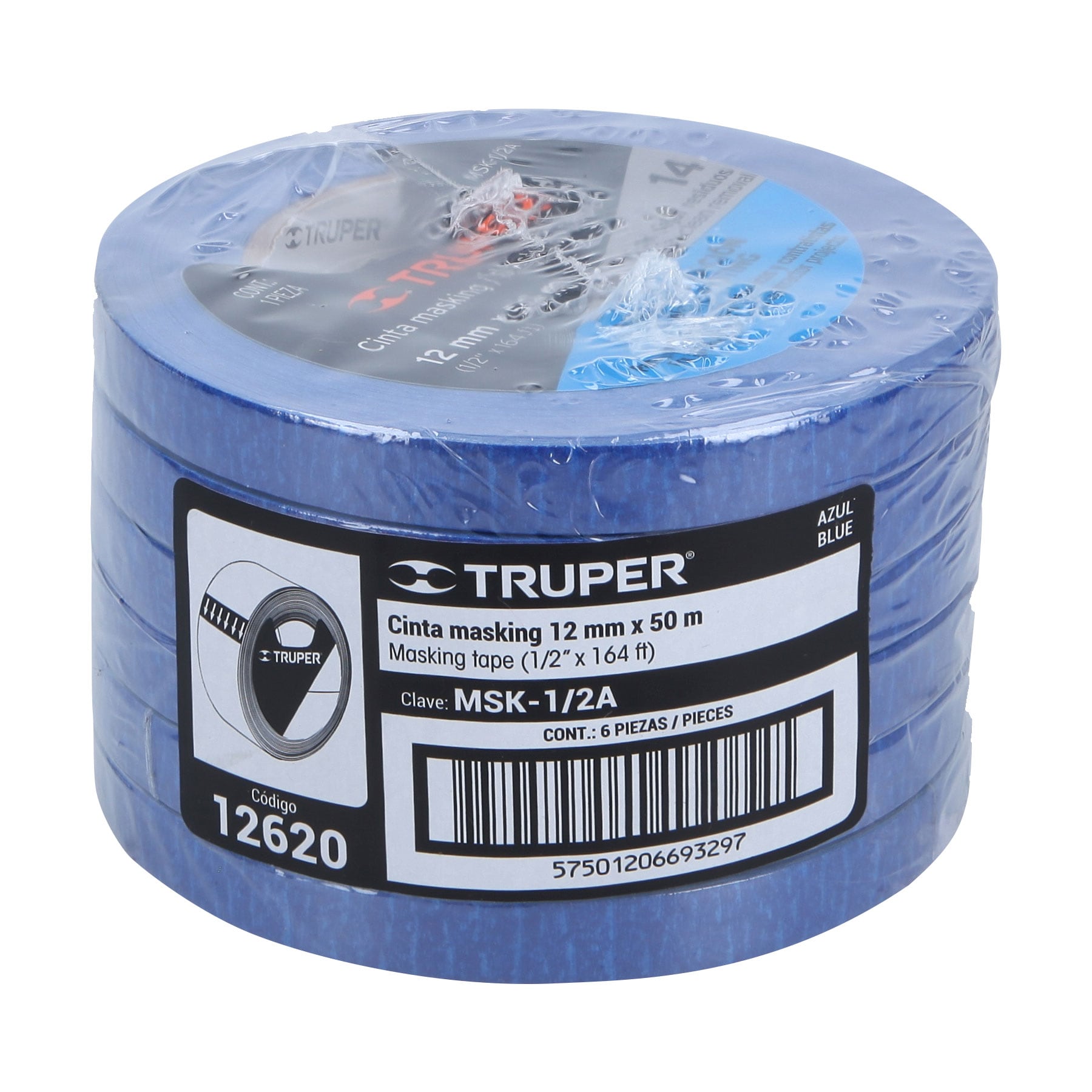 Masking tape, 1/2' x 50 m, azul - MSK-1/2A / 12620