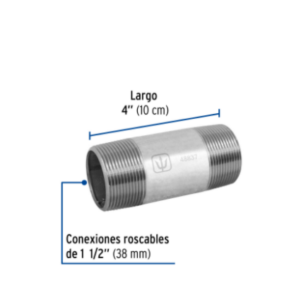 Niple, acero galvanizado, 1-1/2 x 4', cedula 40 - CG-438 / 48837