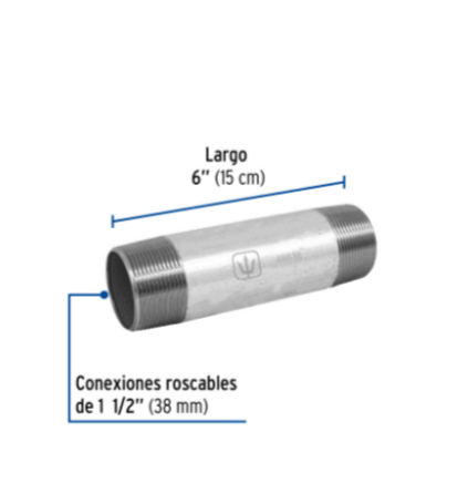 Niple, acero galvanizado, 1-1/2 x 6', cedula 40 - CG-439 / 48838