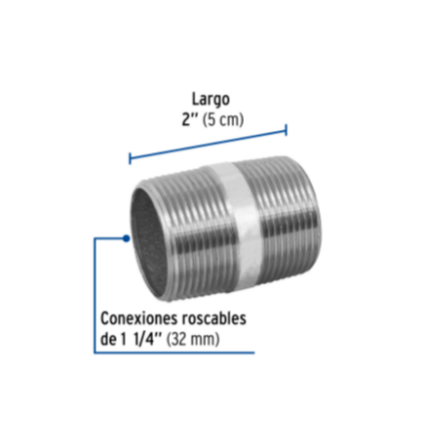 Niple, acero galvanizado, 1-1/4 x 2', cedula 40 - CG-429 / 48828