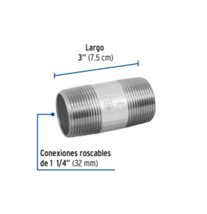 Niple, acero galvanizado, 1-1/4 x 3', cedula 40 - CG-430 / 48829