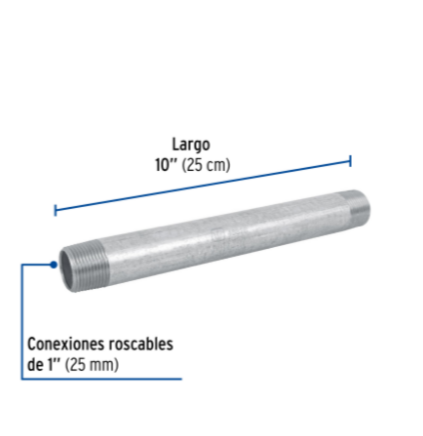 Niple, acero galvanizado, 1 x 10', cedula 40 - CG-427 / 48826