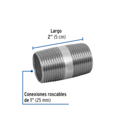 Niple, acero galvanizado, 1' x 2', cédula 40 - CG-416 / 47531