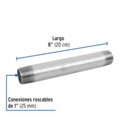 Niple, acero galvanizado, 1' x 8', cédula 40 - CG-420 / 47535